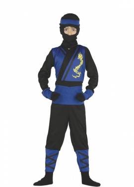 Fato de Ninja azul e preto para menino