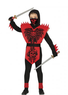 Fato de Cobra Ninja vermelho e preto para criança
