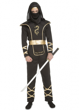 Fato de Ninja preto e dourado para homem