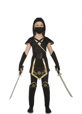 Fato de Ninja preto e dourado para menina