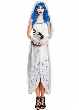 Corpse Bride costume blue decorations for women