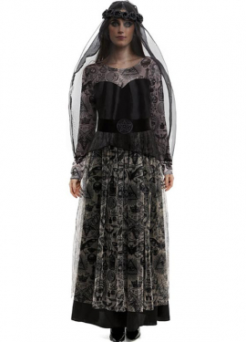 Fato de noiva escura com véu para mulher