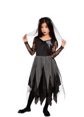 Fato de noiva zumbi negra para meninos