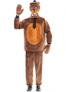 Fato assustador de ursinho de pelúcia com luvas para homem