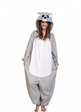 Fato de urso cinza com olhos grandes para crianças