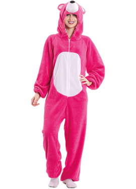 Fato de urso rosa para mulher