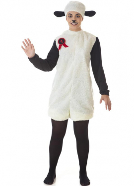 White Sheep Costume with Hood for Adults