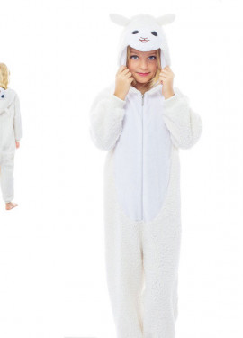 Fato de ovelha com capuz para menina