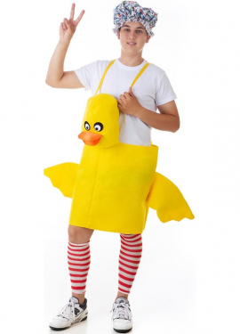 Yellow duckling costume with suspenders for adults