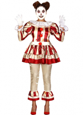 Fato de Payasa às riscas para mulher