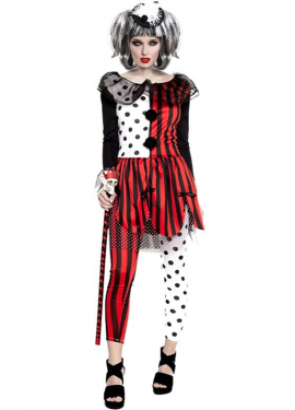 Fato de palhaço listrado para mulher