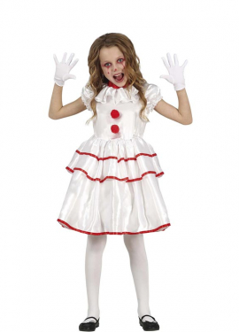 Demonic White Clown Costume for Girls