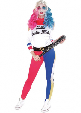 Fato de palhaço longo e conflituoso para mulher