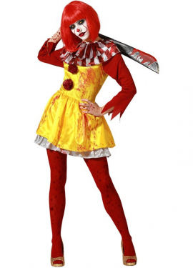 Fato de palhaço hambúrguer sangrento para mulher