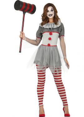 Gray Scary Clown Costume for women