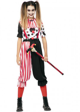 Fato de palhaço malvado tricolor com gola para mulher