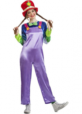 Fato de palhaço roxo para mulher