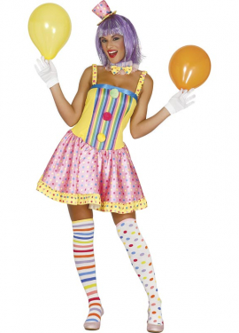 Fato de palhaço multicolorido para mulher