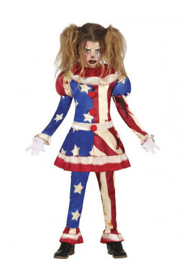 Fato de palhaço patriota sangrento para menina