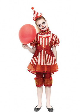 Fato de palhaço vermelho clássico para menina