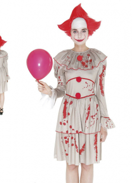 Fato de palhaço sádico branco para mulher