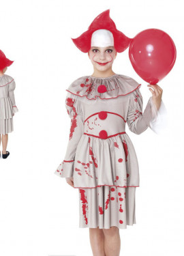 White Sadistic Clown Costume for Girl