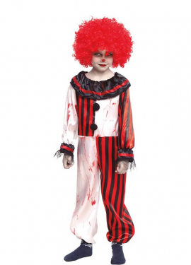 Fato de palhaço listrado sangrento para criança