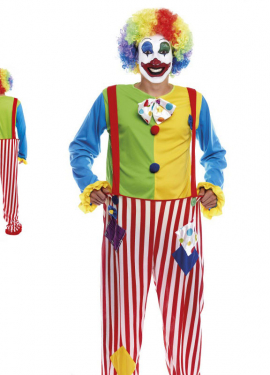 Striped Rainbow Clown Costume for Men