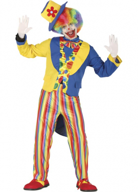 Fato de palhaço azul e amarelo para homem