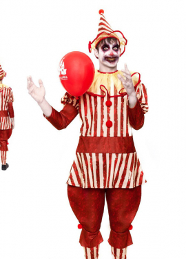 Red Striped Crazy Clown Costume for Men