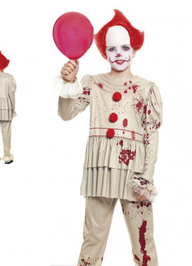 White Sadistic Clown Costume for Boys