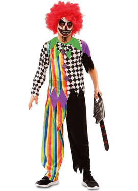 Fato de palhaço sinistro multicolor para menino