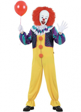 Yellow and Purple Pennywise IT Costume for Men
