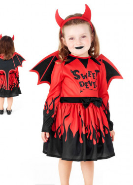 Fato de Diabo Vermelho para menina