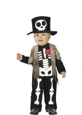 Little Skeleton costume with hat for baby