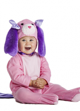 Fato de cachorro rosa para bebês