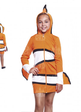 Fato de peixe laranja e branco para menina