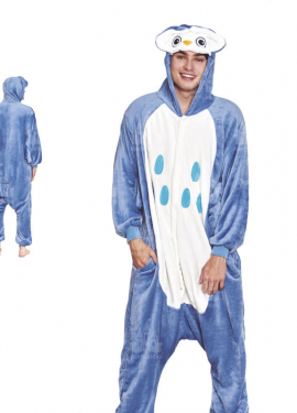 Fato de pijama de coruja roxa para homem