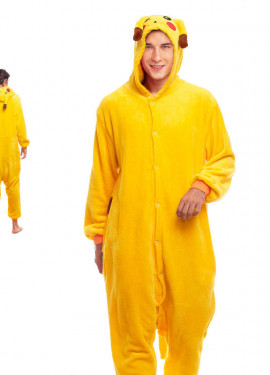 Fato de pijama de chinchila elétrica amarela masculina