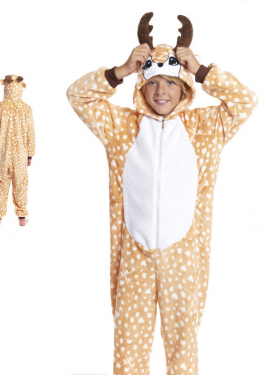Fato de pijama de veado de bolinhas com capuz para menino