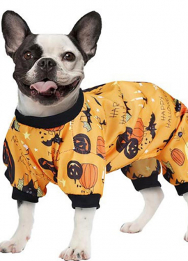 Fato de pijama de abóbora feliz para cães