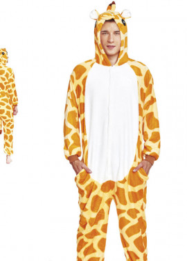 Fato de pijama de girafa laranja para homem