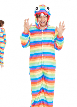 Rainbow Monster Pajama Costume with Hood for Boy