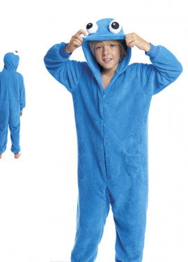 Blue Monster Pajama Costume with Hood for Boy