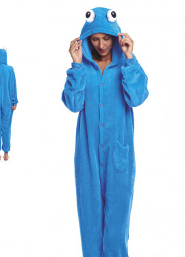 Fato de pijama monstro azul de olhos grandes para mulher