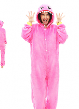 Fato de pijama de monstro rosa para mulheres
