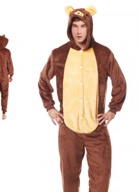 Fato masculina de pijama de urso marrom escuro