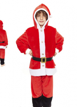 Fato clássico de pijama de Papai Noel vermelho para criança