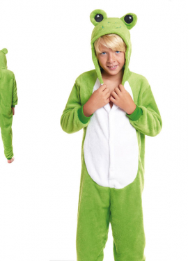 Fato de pijama sapo verde com capuz para menino
