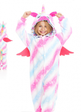 Fato de pijama de unicórnio Uri com capuz e asas para menina